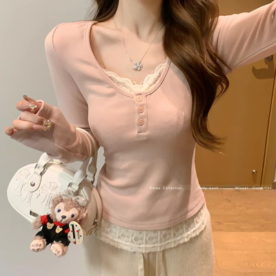 Blusa Layering Coquette de Manga Larga