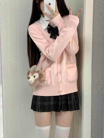 Cárdigan Clásico de Punto con Cuello en V