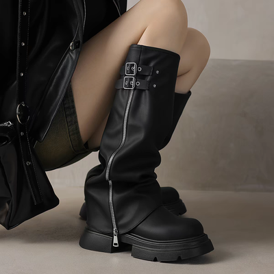 Botas largas estilo biker color negro 
