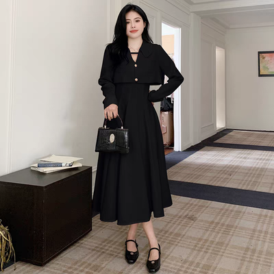 Conjunto Vestido + chaqueta color negro y blanco