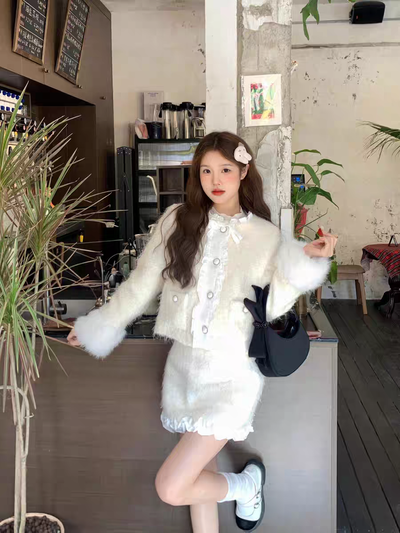 Conjunto Blanco chaqueta + pollera