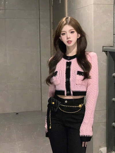 Sueter color rosa con negro 