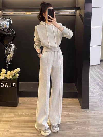 Conjunto de buzo + pantalón color gris