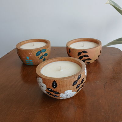 Vela de Soja Aromática - Cuenco de Madera