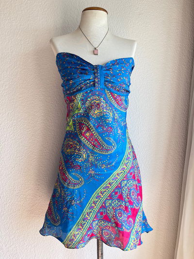 blue strapless dress