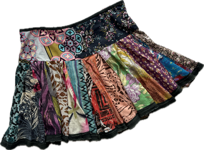 patch rainbow mini skirt