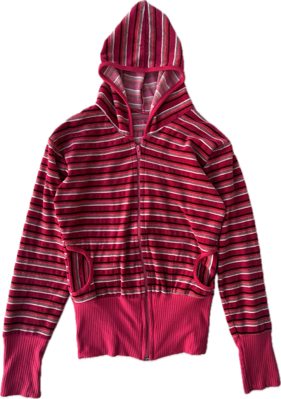 zip hoodie pink stripes  