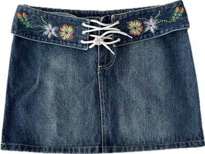 floral denim mini skirt