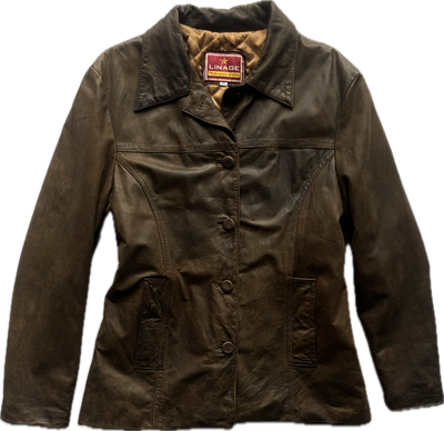 brown leather jacket