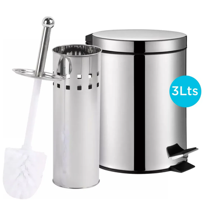 SET TACHO CESTO DE BASURA 12 Y 3LTS ACERO