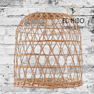 LAMPARA PANTALLA COLGANTE 50X50 MIMBRE CALADA