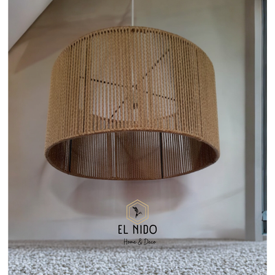 LAMPARA PANTALLA COLGANTE  TEJIDA TAMBOR 40X20CM
