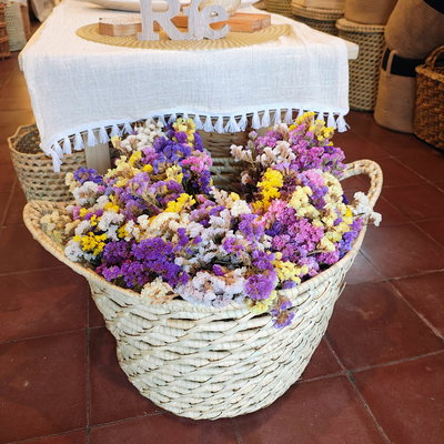 CESTO CANASTO CON MANIJAS DE PALMA 26X40CM