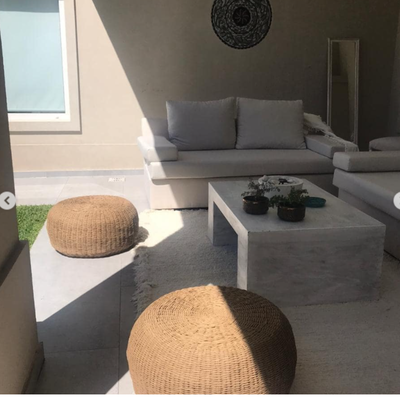 PUFF NÓRDICO GRANDE 0,30 ALTO X 0,60 DIÁMETRO TEJIDO CON FIBRAS NATURALES DE KRAFT