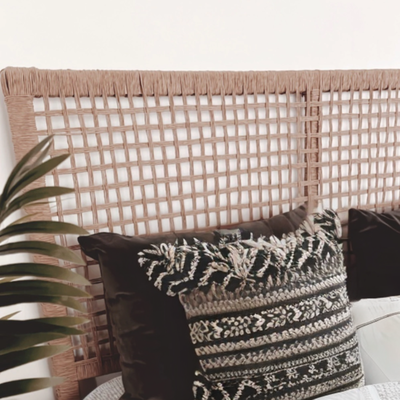 RESPALDO DE CAMA ABIERTO Y TEJIDO CON KRAFT DE 180 CM