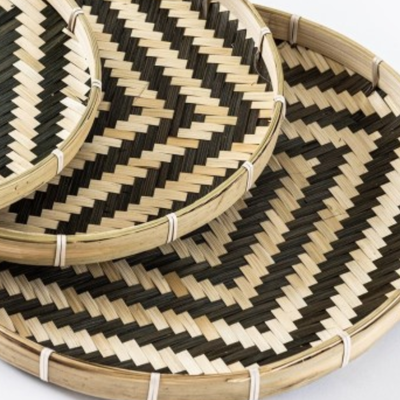 BANDEJA DE BAMBOO RIGIDA CON NEGRO L 40CM