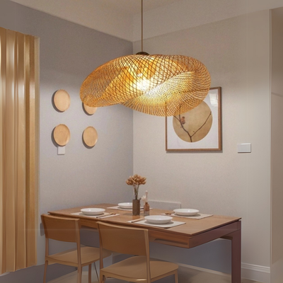 LAMPARA PANTALLA COLGANTE DE BAMBU MODELO KERALA 60X18X40CM