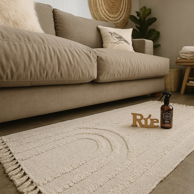 Alfombra 50 x 80 cm natural con pelo largo en arco