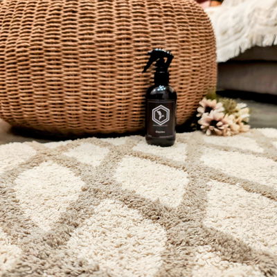 Alfombra baño 40 x 60 cm natural con rombos blancos