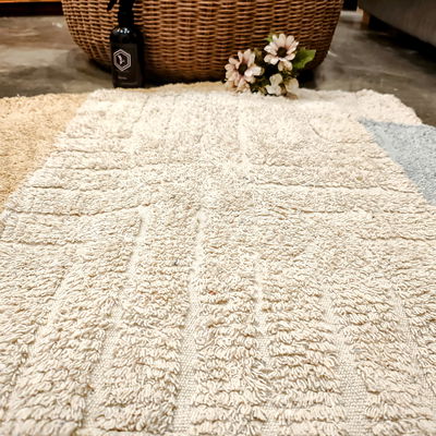 Alfombra de baño 40 x 60 cm cruz recta concéntrica beige