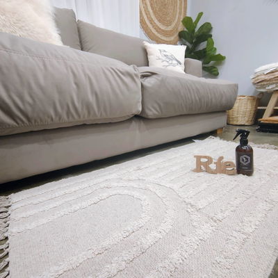Alfombra 65 x 120 cm natural con pelo largo en arco