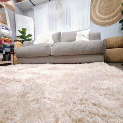 Alfombra de microfibra 200X200cm pelo largo beige
