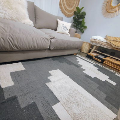 Alfombra algodón 120 x 180 cm Natural combinada con relieve