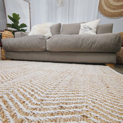 Alfombra de yute con algodón zig zag 120 x 180 cm