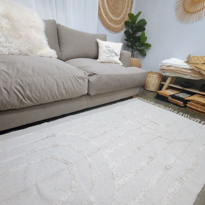 Alfombra 120 x 180 cm natural con pelo largo en arco