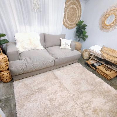 Alfombra de microfibra 200X200cm pelo largo beige