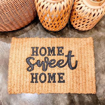 Felpudo 40 x 60 cm coco con goma calada home sweet home