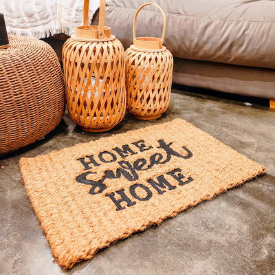 Felpudo 40 x 60 cm coco con goma calada home sweet home