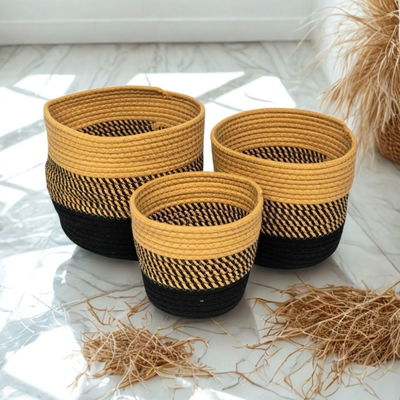 SET DE 3 CESTOS CANASTOS DE SOGA