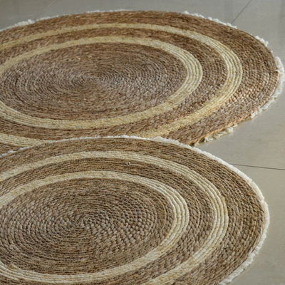 ALFOMBRA REDONDA DE YUTE 100CM CON FLECOS