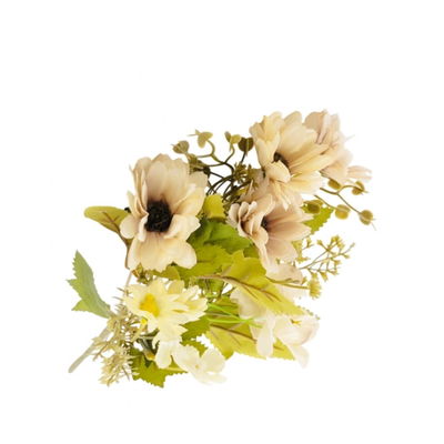 BOUQUET DE MARGARITAS ARTIFICIALES EN TONOS CREMA Y BLANCO – 30 CM