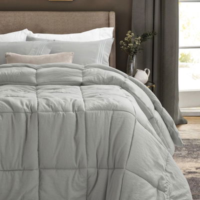 ACOLCHADO PLUMÓN QUEEN SIZE GRIS MEDIO HOTELERO ABRIGADO PARA INVIERNO