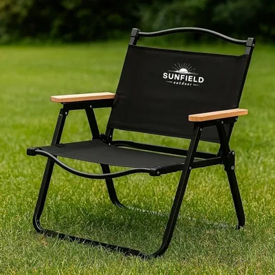 Reposera Plegable Acero Apoyabrazos de Madera