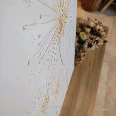 Cuadro floral boho, cuadro flores marrón, cuadro decorativo texturado 40x80cm