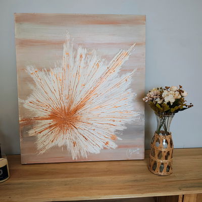 Cuadro terracota, cuadro abstracto cálido, decoración moderna living 60x70cm