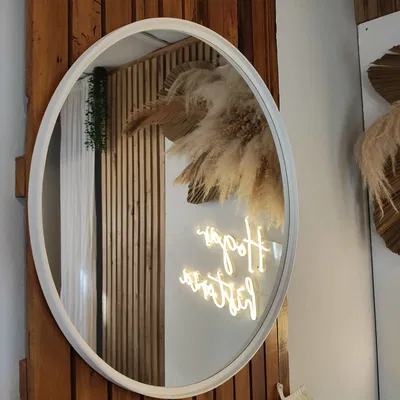 Espejo Circular 50cm Simil Hierro Blanco