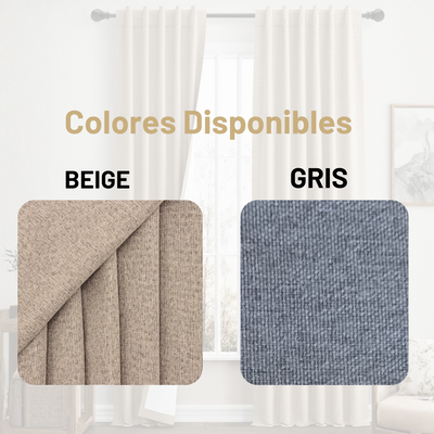 JUEGO DE CORTINAS LINO BLACK OUT GRIS CUBRE 100%