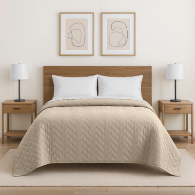 Quilt Covertor Cama 2 1/2 Beige sin Fundas de Almohada