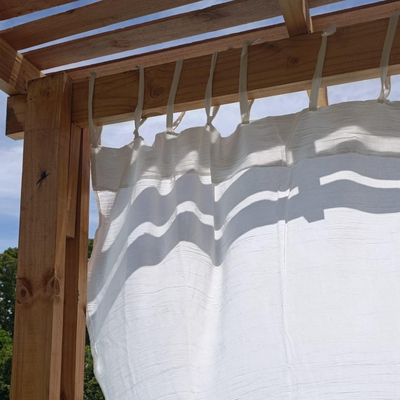 Juego de Cortinas de Gasa Blanco Optico 280x200cm Off Doble Sistema Barral con lazos