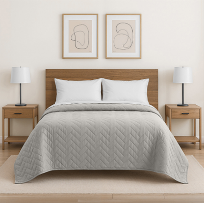 Quilt Covertor Cama 2 1/2 Gris sin Fundas de Almohada