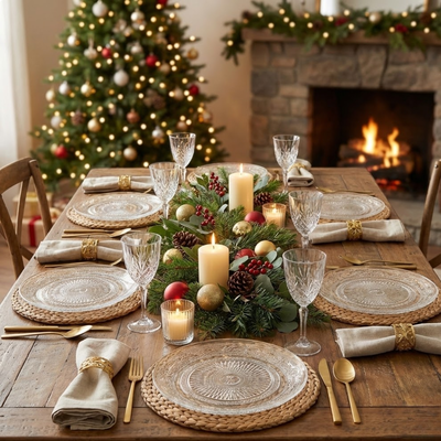 Set x 6 Plato Boreal Puntilla -PLAYO -Vidrio Labrado 