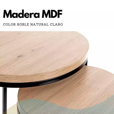 Set Mesas Ratonas Auxiliares Redondas Tipo Nido Kit X2