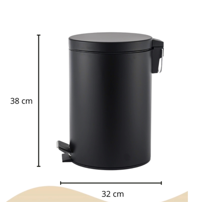 Cesto Tacho De Basura 12 Litros Pedal Y Balde Negro