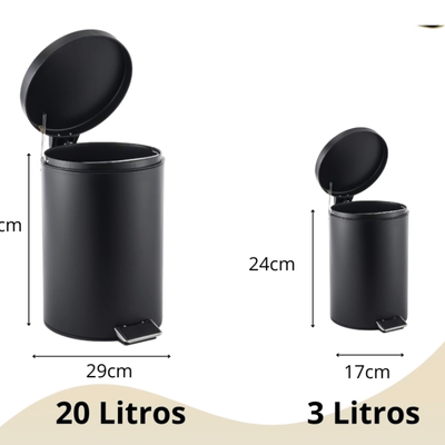 SET CESTO DE BASURA ALUMINIO 20 L + 3L NEGRO