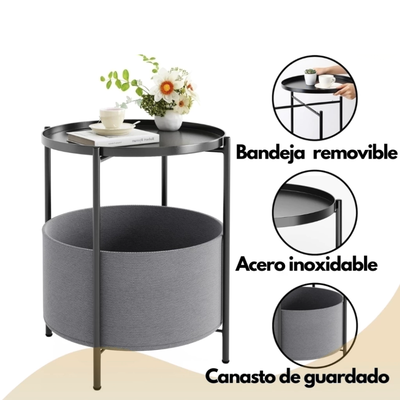 Mesa Ratona Auxiliar Bandeja Removible 2 Niveles Redonda