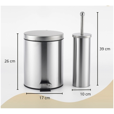 Set Tacho de Basura 5L + escobilla ACERO